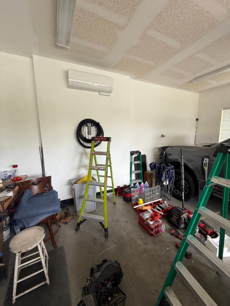 Bart's new indoor mini split wall mount unit in his garage.