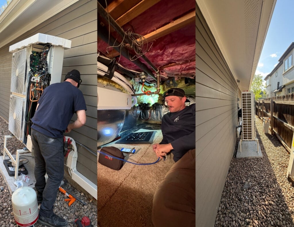 Three photos of our new LG RED cold climate heat pump at Vern's