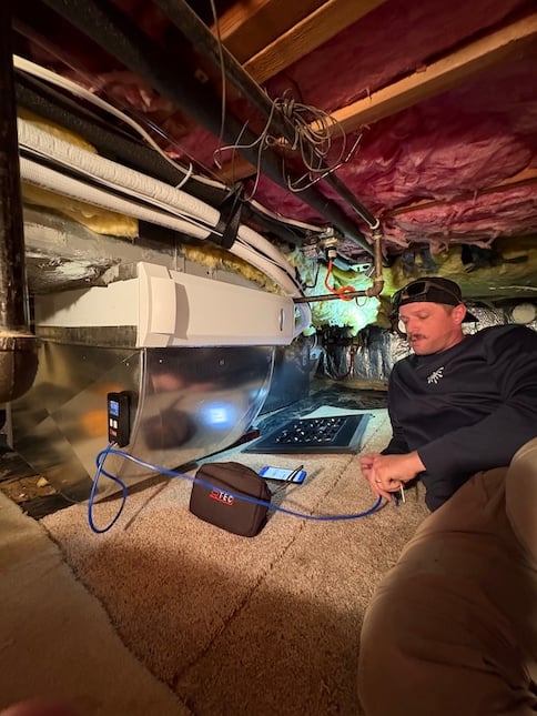 air handler testing crawlspace