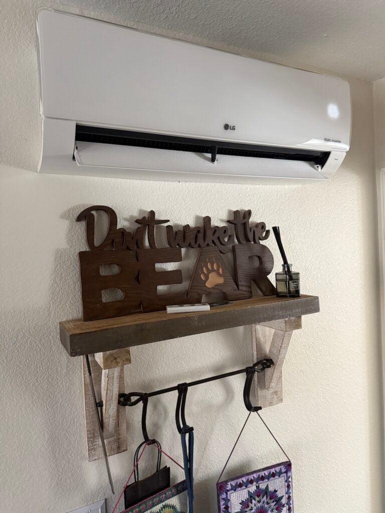 LG ductless mini-split indoor unit mounted on a living-space wall in a Lone Tree, CO home